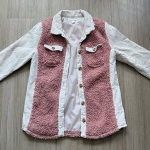 Pink and White Corduroy and Sherpa Jacket